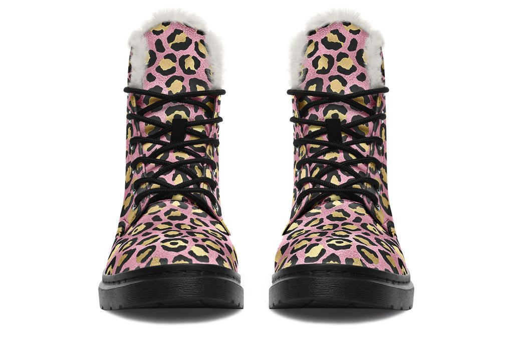 Pink Leopard Faux Fur Boots - Offbeat Sweetie