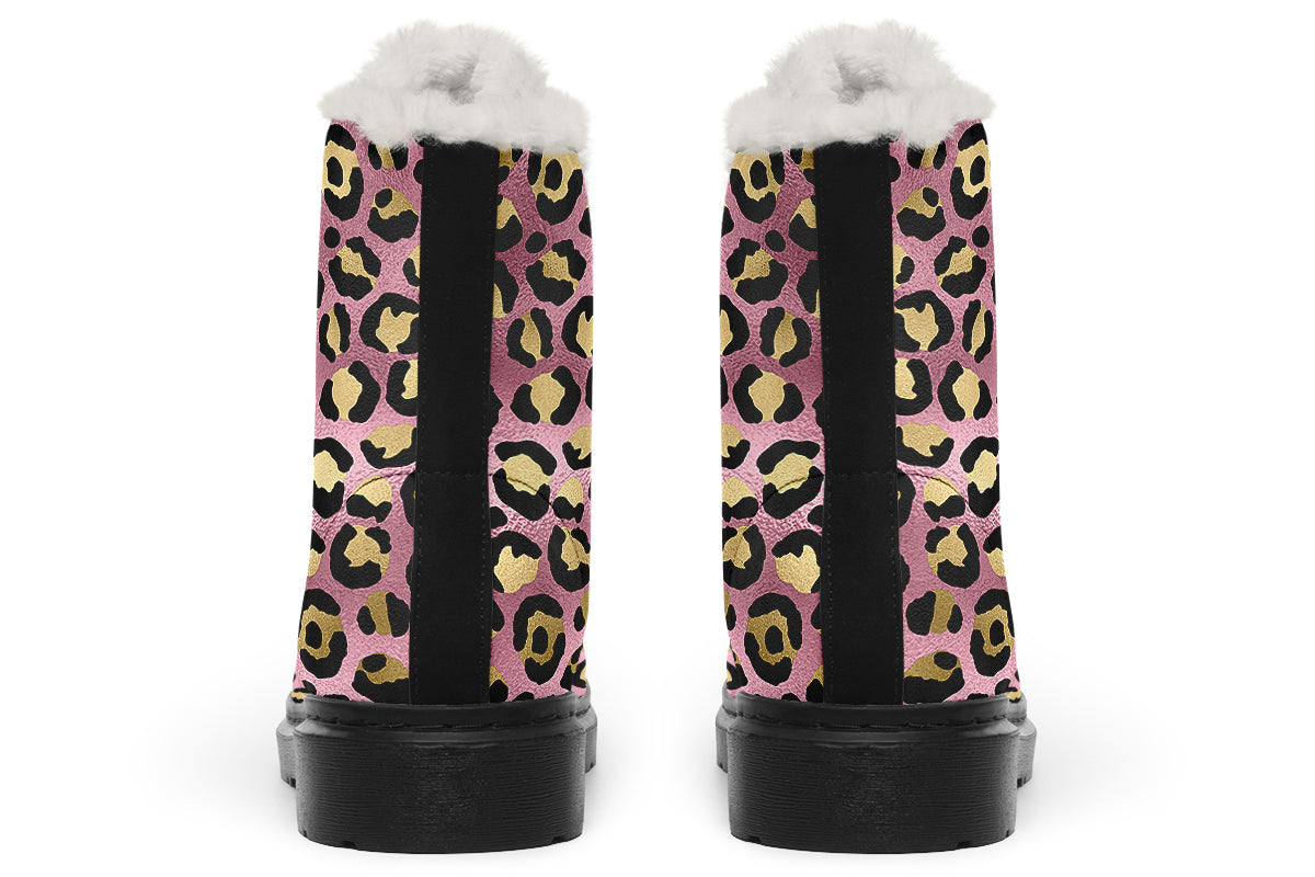Pink Leopard Faux Fur Boots - Offbeat Sweetie