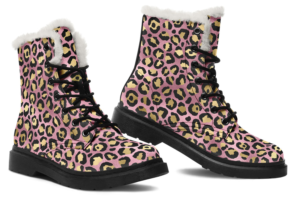 Pink Leopard Faux Fur Boots - Offbeat Sweetie