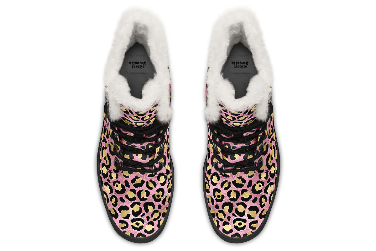 Pink Leopard Faux Fur Boots - Offbeat Sweetie