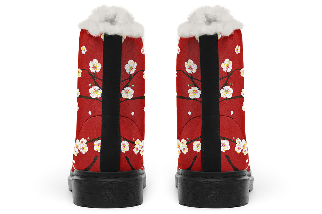 Plum Blossoms Faux Fur Boots - Offbeat Sweetie