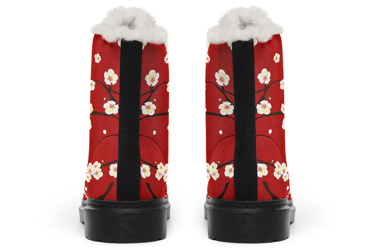 Plum Blossoms Faux Fur Boots - Offbeat Sweetie