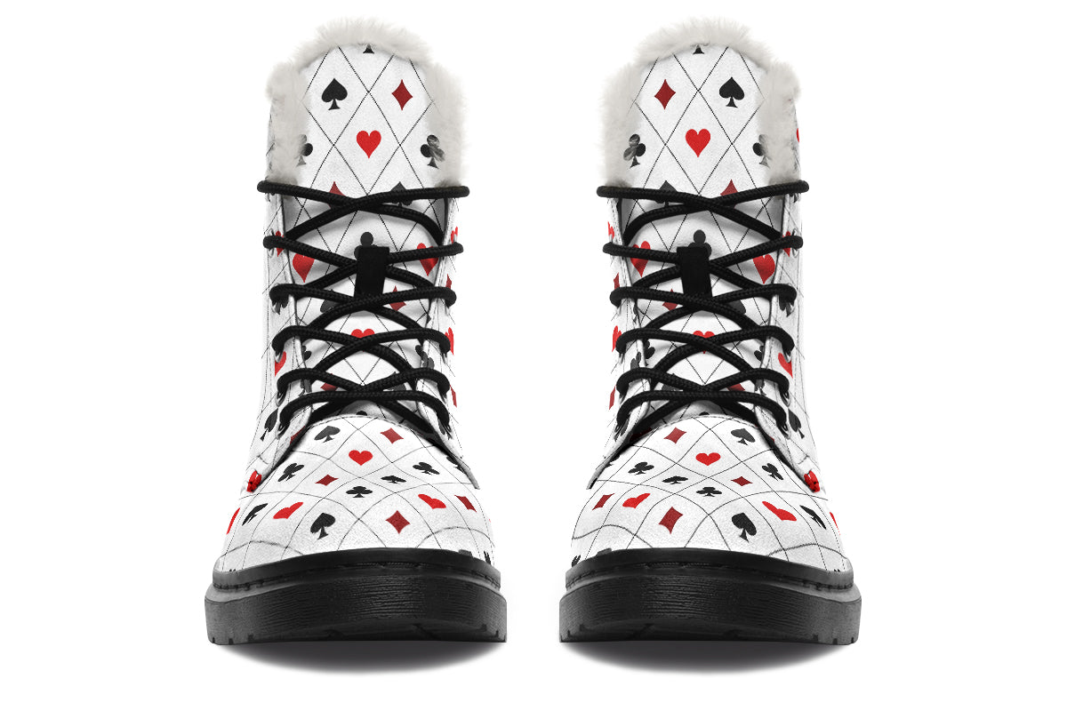 Poker Faux Fur Boots - Offbeat Sweetie