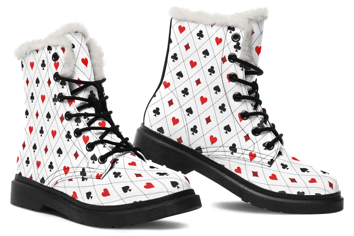 Poker Faux Fur Boots - Offbeat Sweetie