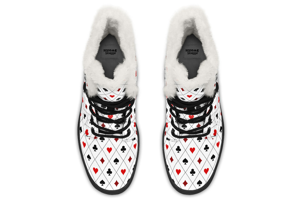 Poker Faux Fur Boots - Offbeat Sweetie