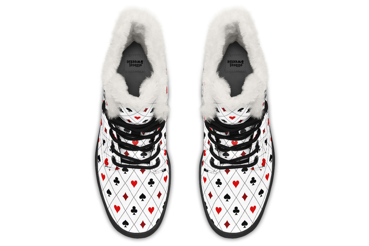 Poker Faux Fur Boots - Offbeat Sweetie