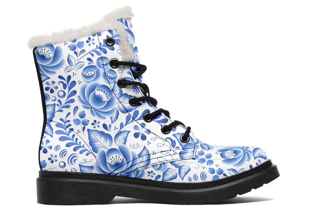 Porcelain Faux Fur Boots - Offbeat Sweetie
