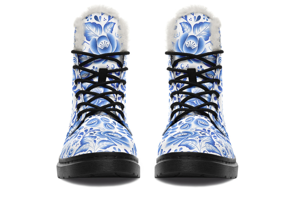 Porcelain Faux Fur Boots - Offbeat Sweetie