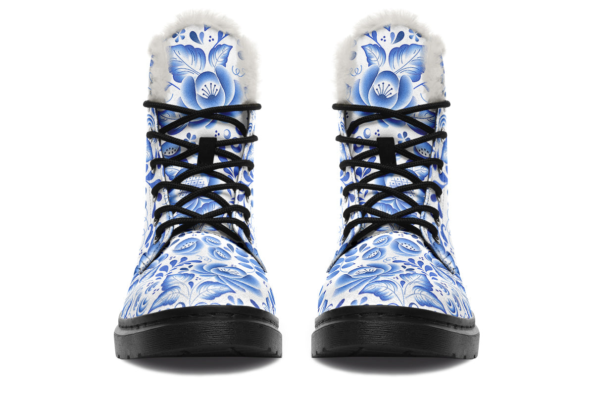 Porcelain Faux Fur Boots - Offbeat Sweetie