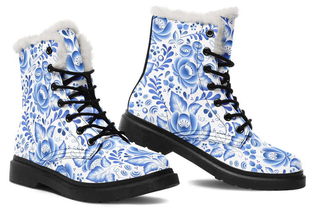 Porcelain Faux Fur Boots - Offbeat Sweetie