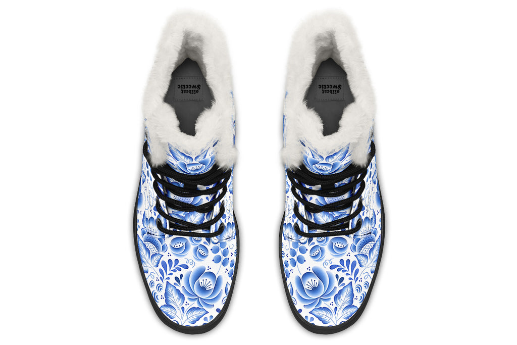 Porcelain Faux Fur Boots - Offbeat Sweetie