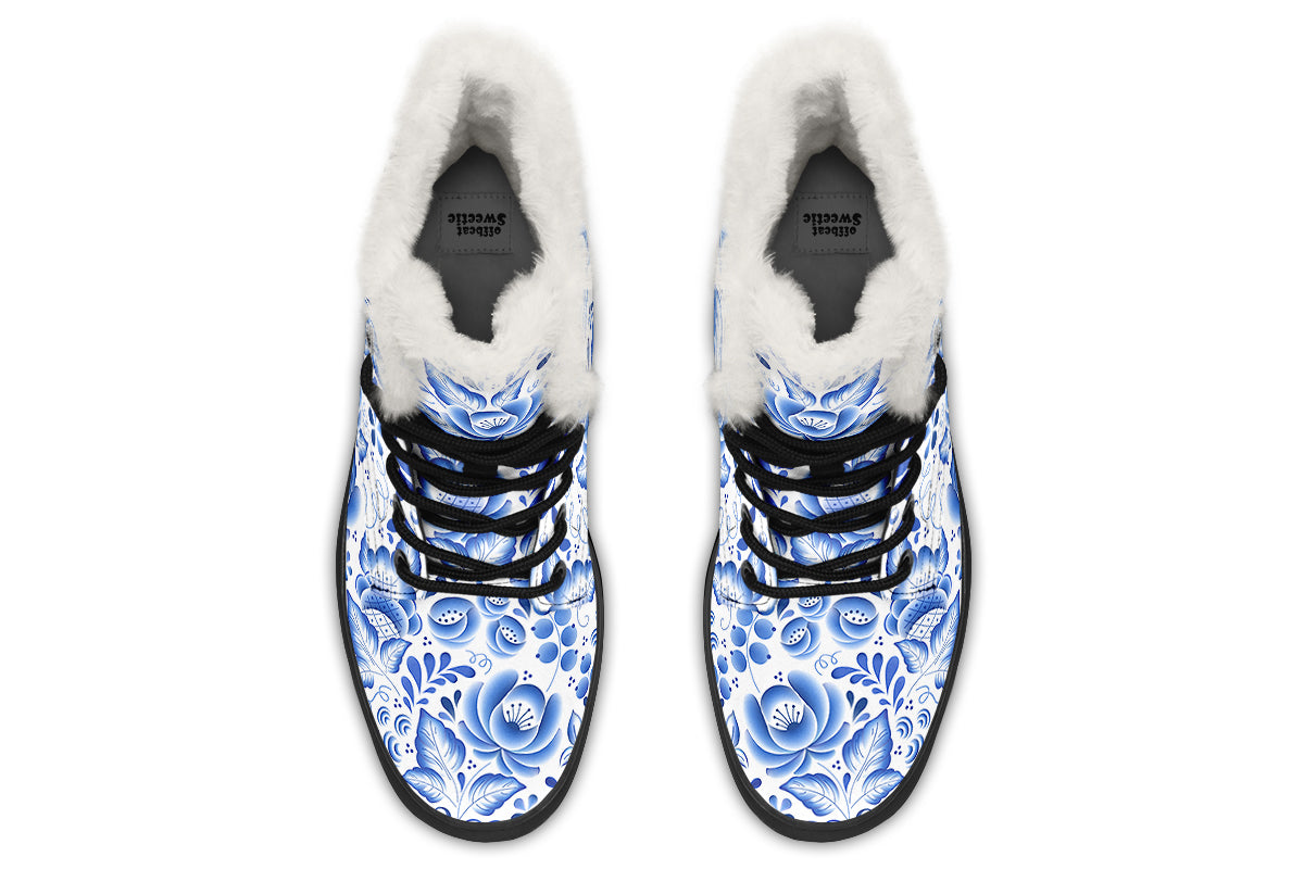 Porcelain Faux Fur Boots - Offbeat Sweetie