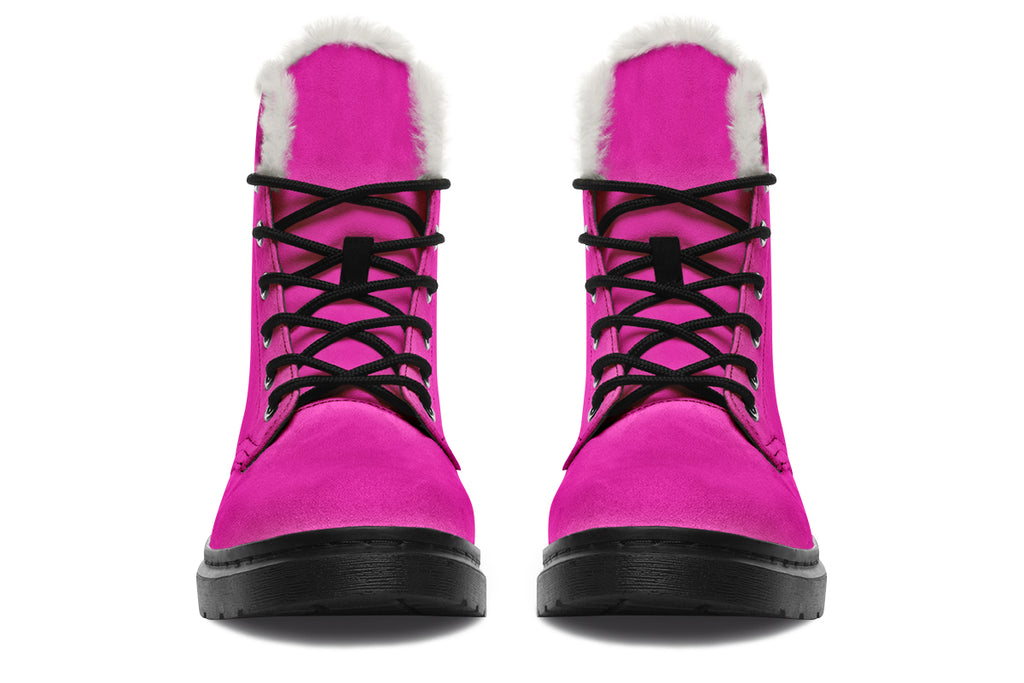 Pretty In Pink Faux Fur Boots - Offbeat Sweetie