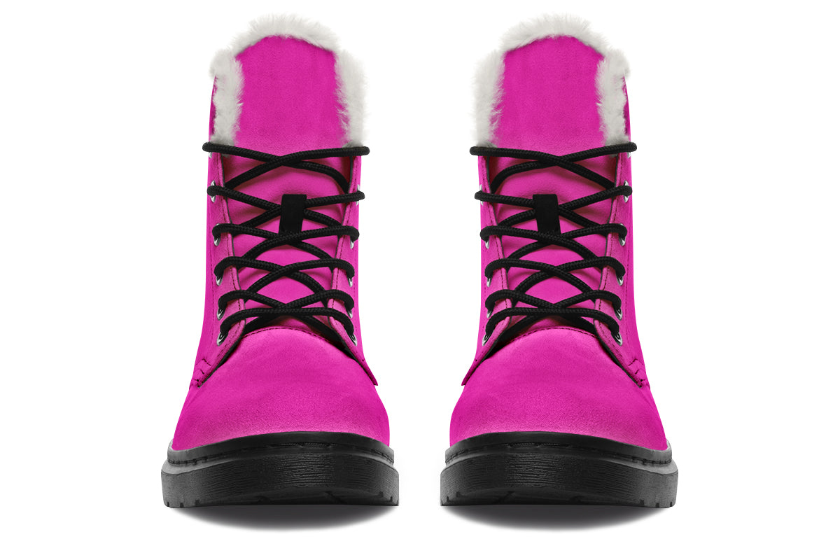 Pretty In Pink Faux Fur Boots - Offbeat Sweetie