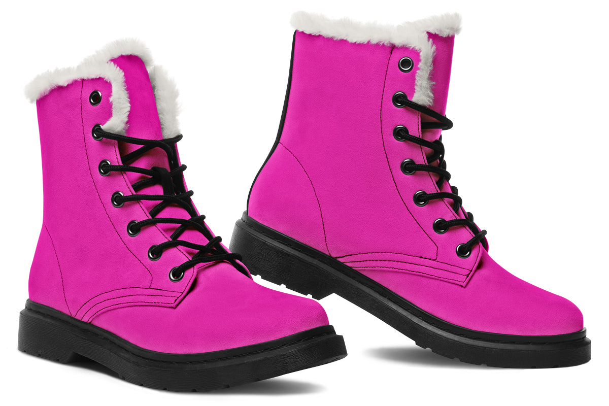 Pretty In Pink Faux Fur Boots - Offbeat Sweetie