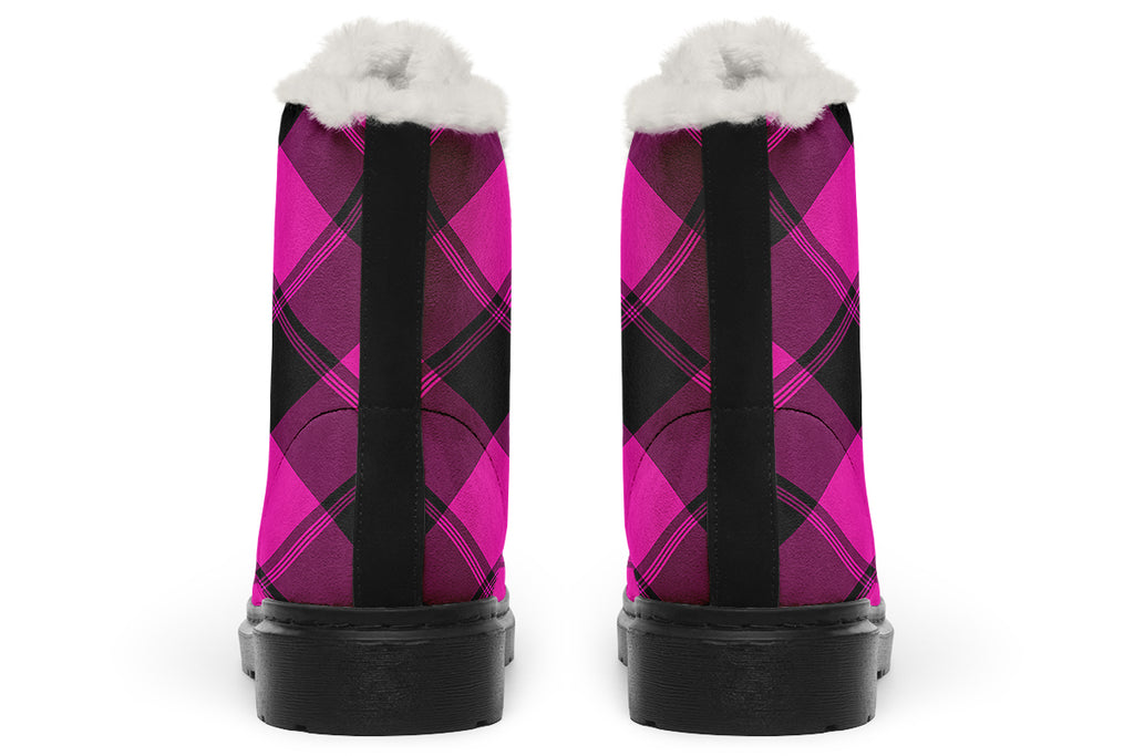Pretty In Pink Plaid Faux Fur Boots