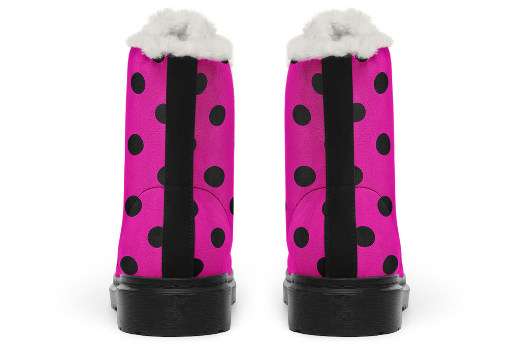 Pretty In Pink Polka Dot Faux Fur Boots