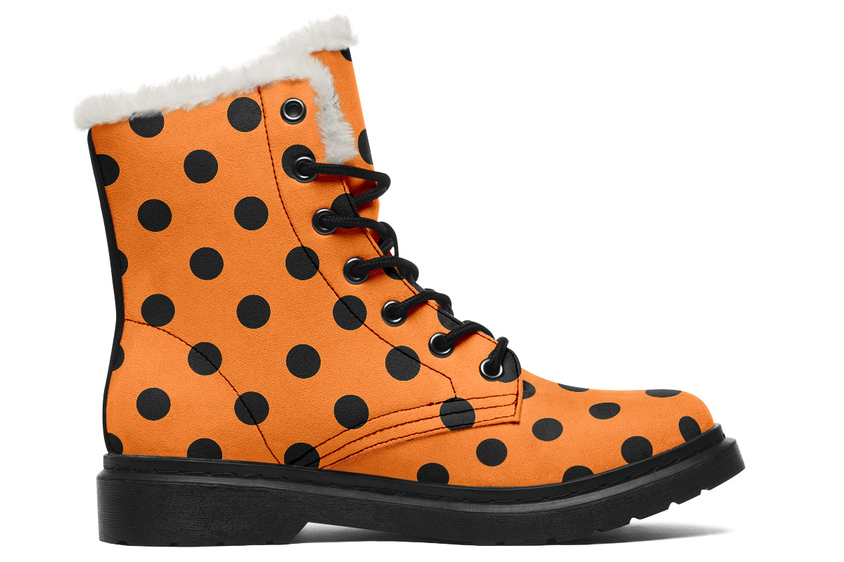 Pumpkin Pop Polka Dot Faux Fur Boots