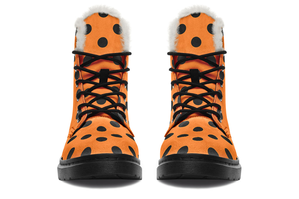 Pumpkin Pop Polka Dot Faux Fur Boots