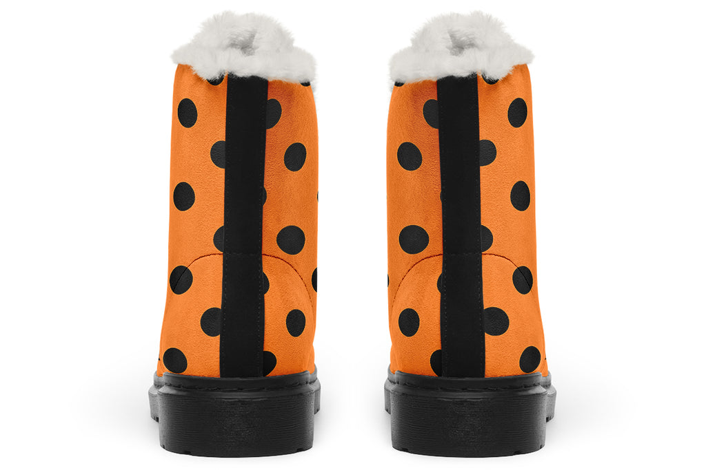 Pumpkin Pop Polka Dot Faux Fur Boots