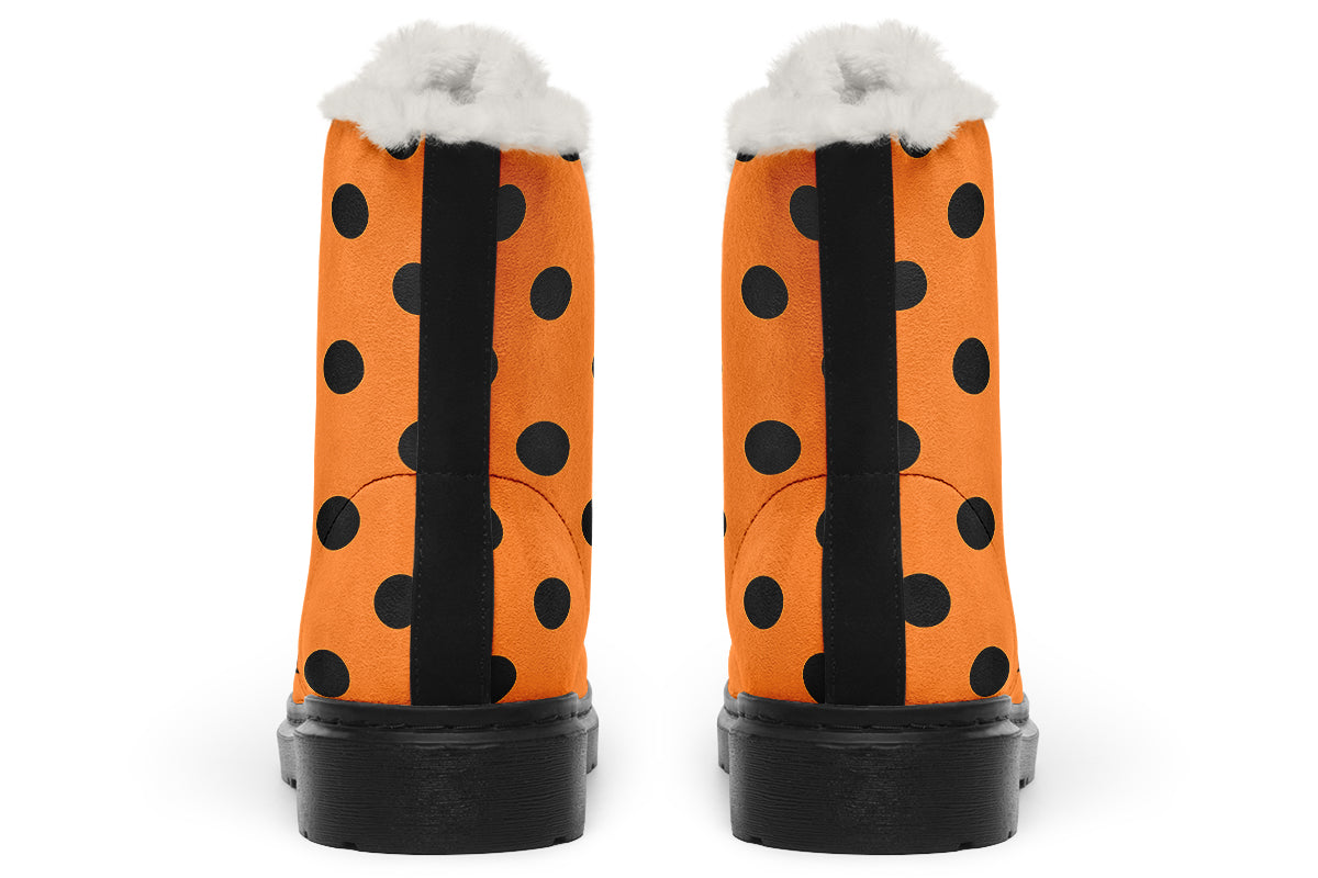Pumpkin Pop Polka Dot Faux Fur Boots