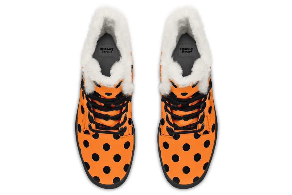Pumpkin Pop Polka Dot Faux Fur Boots