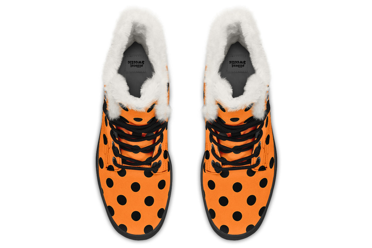 Pumpkin Pop Polka Dot Faux Fur Boots