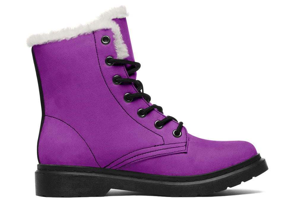 Purple And Pink Mismatch Faux Fur Boots - Offbeat Sweetie