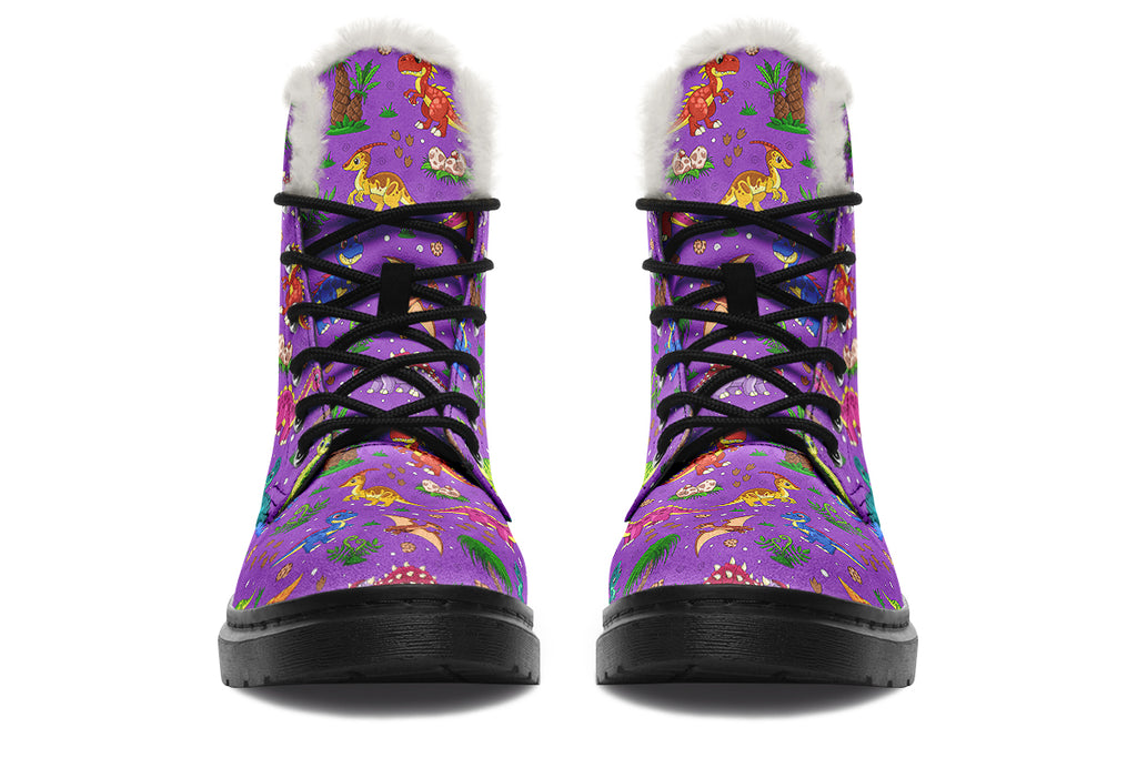 Purple Baby Dinos Faux Fur Boots - Offbeat Sweetie