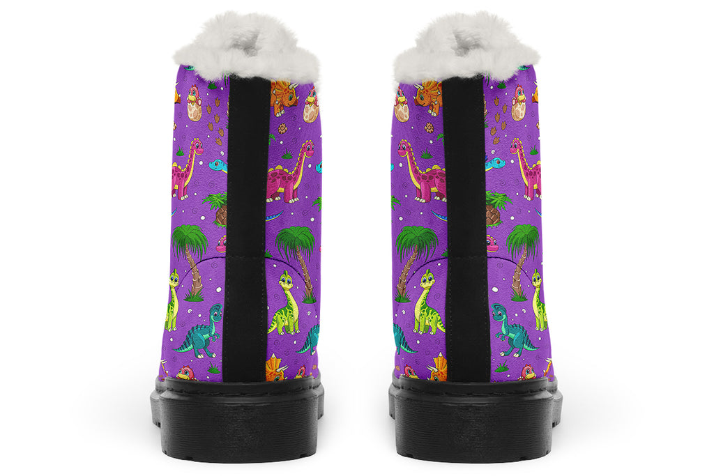 Purple Baby Dinos Faux Fur Boots - Offbeat Sweetie