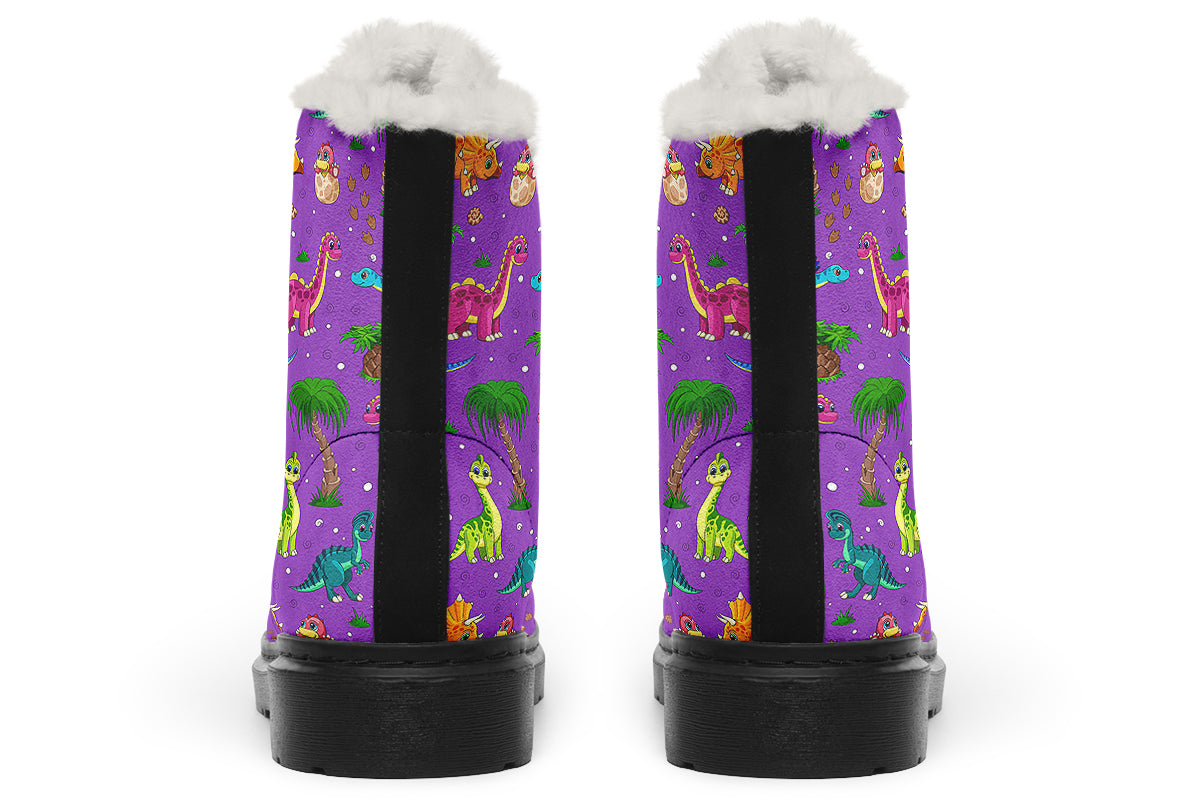 Purple Baby Dinos Faux Fur Boots - Offbeat Sweetie