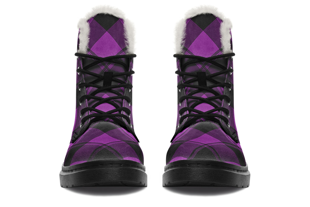 Purple Reign Plaid Faux Fur Boots