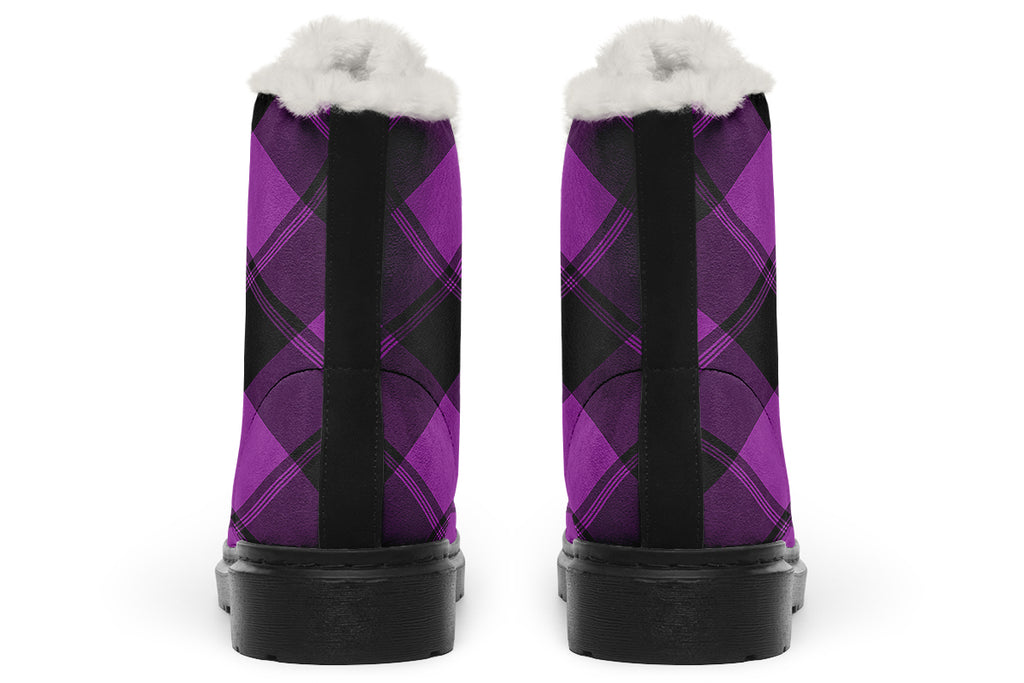 Purple Reign Plaid Faux Fur Boots