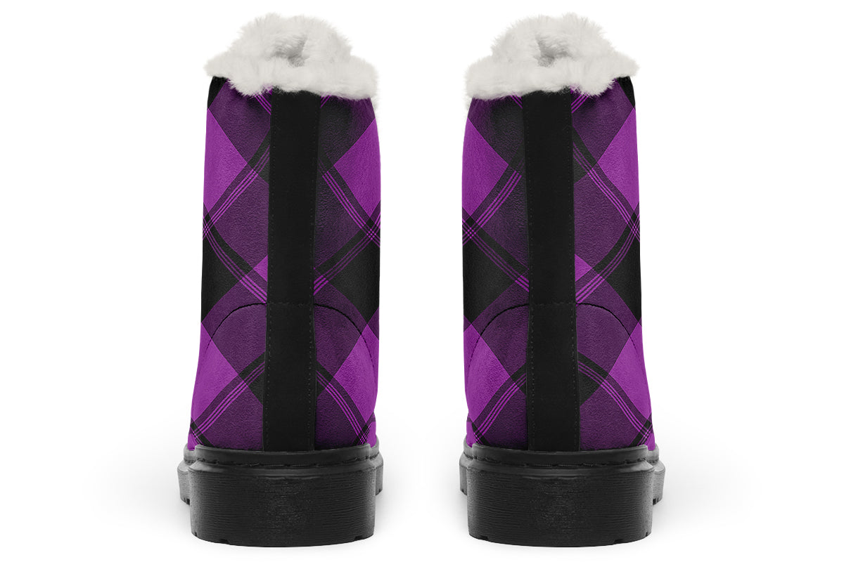 Purple Reign Plaid Faux Fur Boots