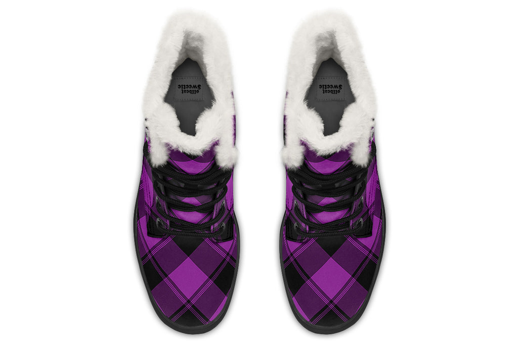Purple Reign Plaid Faux Fur Boots