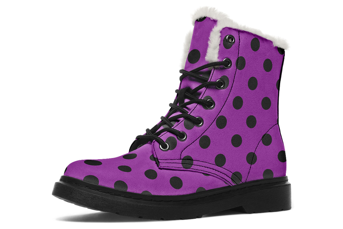 Purple Reign Polka Dot Faux Fur Boots