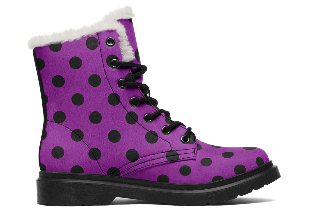 Purple Reign Polka Dot Faux Fur Boots
