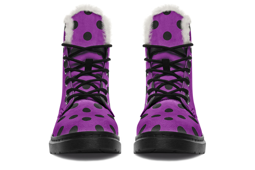 Purple Reign Polka Dot Faux Fur Boots
