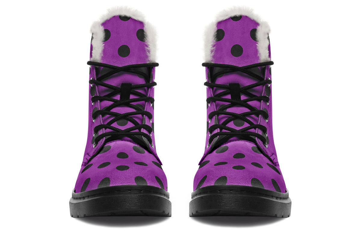 Purple Reign Polka Dot Faux Fur Boots