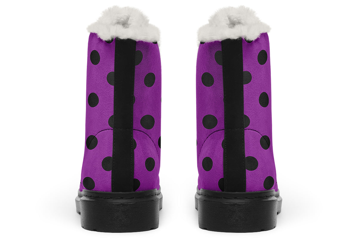Purple Reign Polka Dot Faux Fur Boots