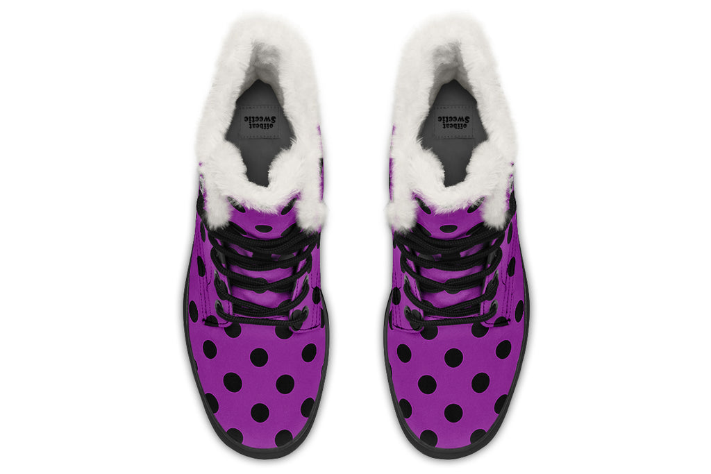 Purple Reign Polka Dot Faux Fur Boots