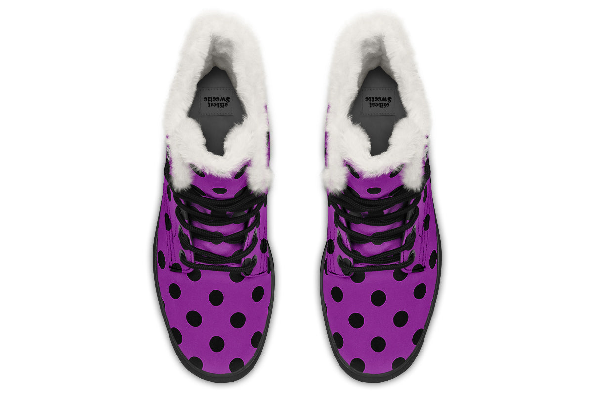 Purple Reign Polka Dot Faux Fur Boots