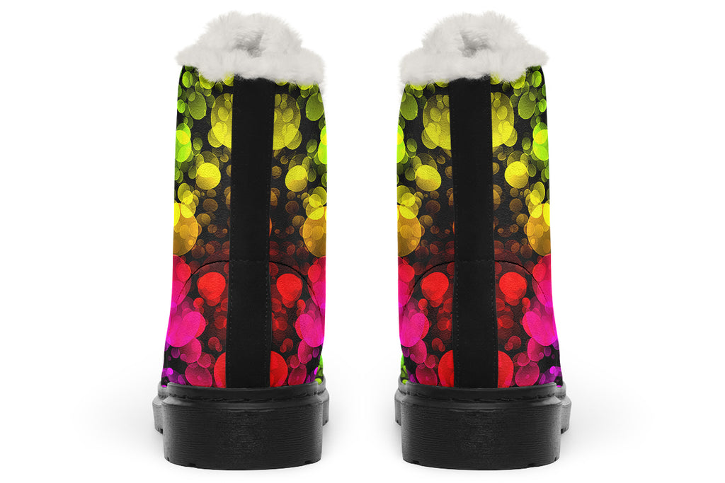 Rainbow Bubbles Faux Fur Boots - Offbeat Sweetie