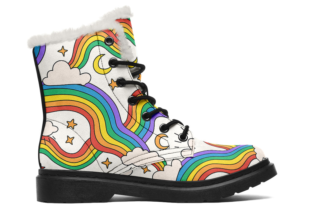 Rainbow Dreams Faux Fur Boots - Offbeat Sweetie