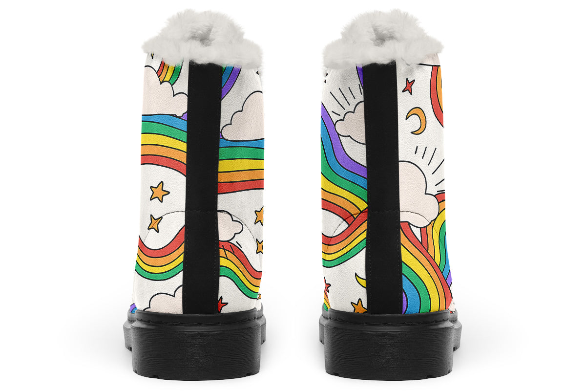 Rainbow Dreams Faux Fur Boots - Offbeat Sweetie