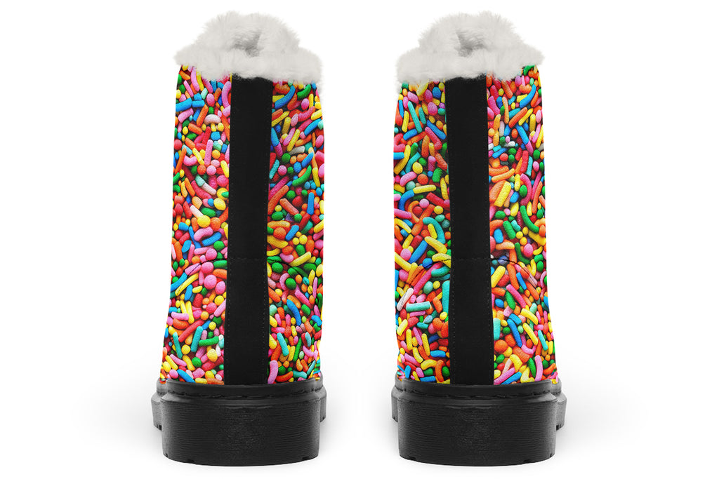 Rainbow Sprinkles Faux Fur Boots - Offbeat Sweetie