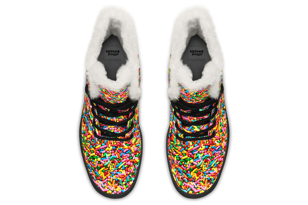 Rainbow Sprinkles Faux Fur Boots - Offbeat Sweetie