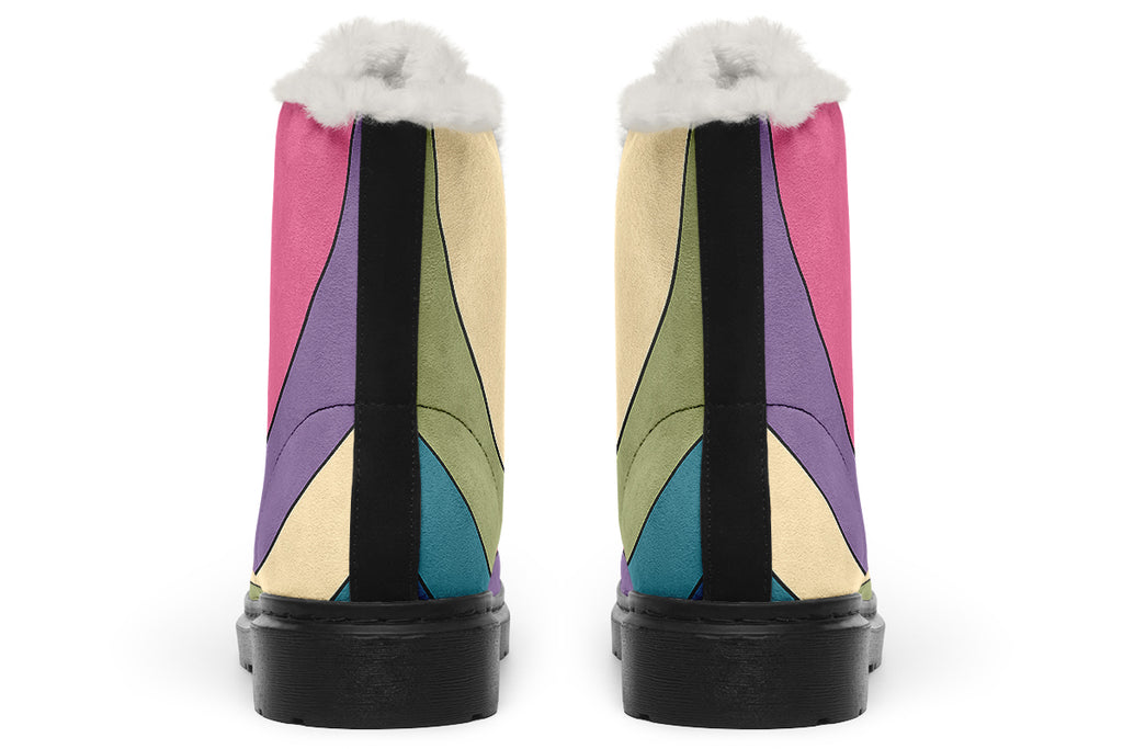 Retro Rainbow Faux Fur Boots - Offbeat Sweetie