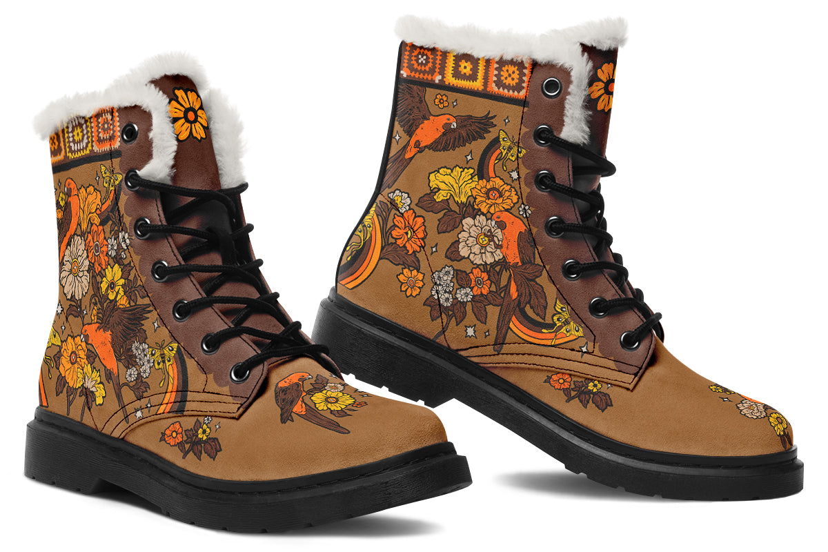 Retro Rosellas Faux Fur Boots - Offbeat Sweetie