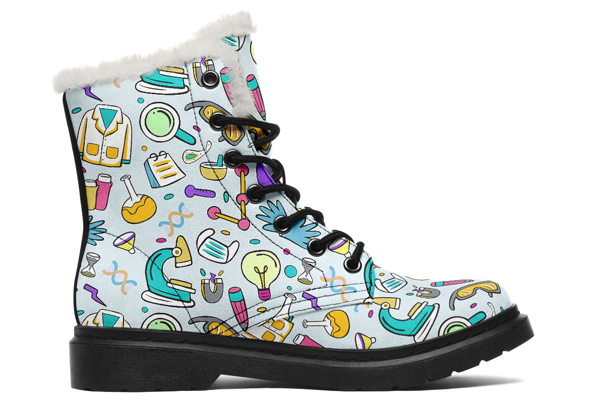 STEM Blue Faux Fur Boots